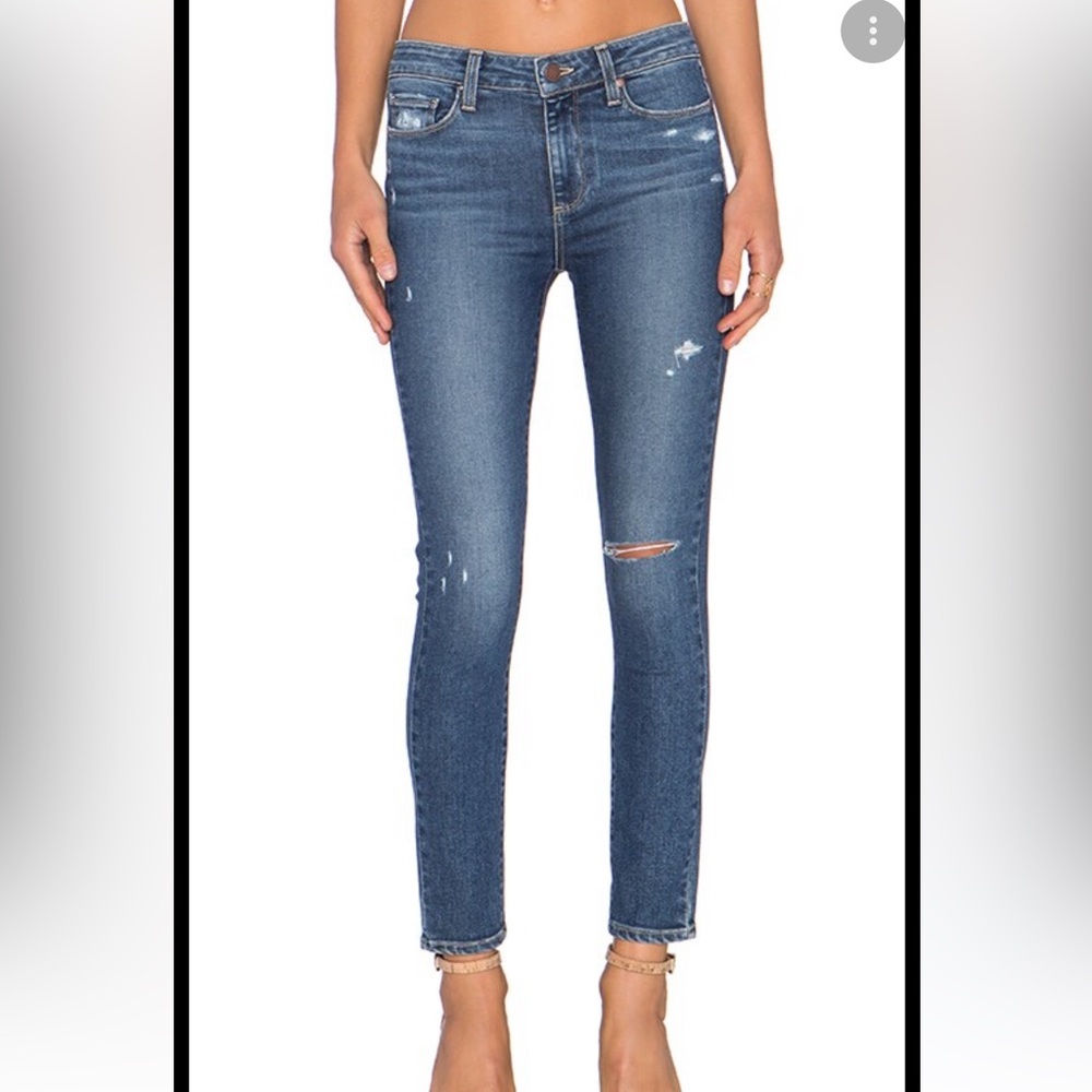 Paige Women’s Hoxton Crop Jeans In Atterbury Torn Back Hem. Size 28 (604)